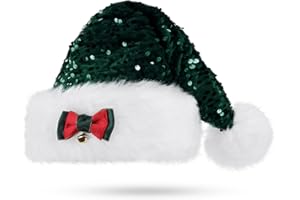 GORSBARK Santa Hat, Christmas Hat, Sequin Santa Hat for Adult, Santa Claus Hat, Sequin Santa Hat Adult for Party