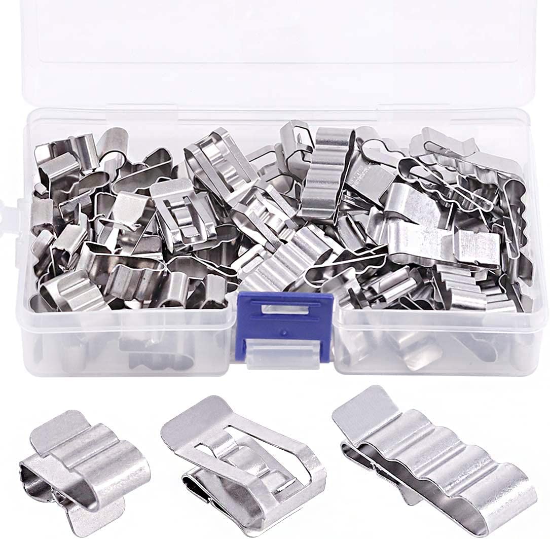Keadic 60Pcs Stainless Steel Wire Rope Clips Assortment Kit for Your Ski Boat, Fishing Boat or Sailboat Trailer - 14mm 20mm 30mm