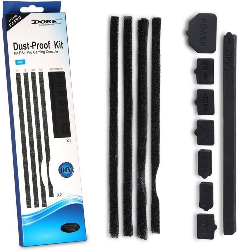 Dust Proof Kit for PS4 Pro – ElecGear DIY Dirt-Proof Prevention Cover Case Mesh Filter Jack Stopper Pack Lot for SONY PlayStation 4 Pro Console