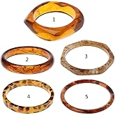kobeIeen Brown Leopard Mottled Bangle All-Match Polygon Resin Bracelet for Wedding Engagement Party Anniversaries