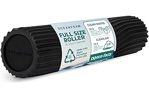 Oceanfoam Tidal Roller - Black - Muscle Massage Foam Roller for Back Pain & Stretching - Firm and Ergonomic Wide Wave Textured - Yoga, Athletics, & Wellness - Full Size, 20" x 5"