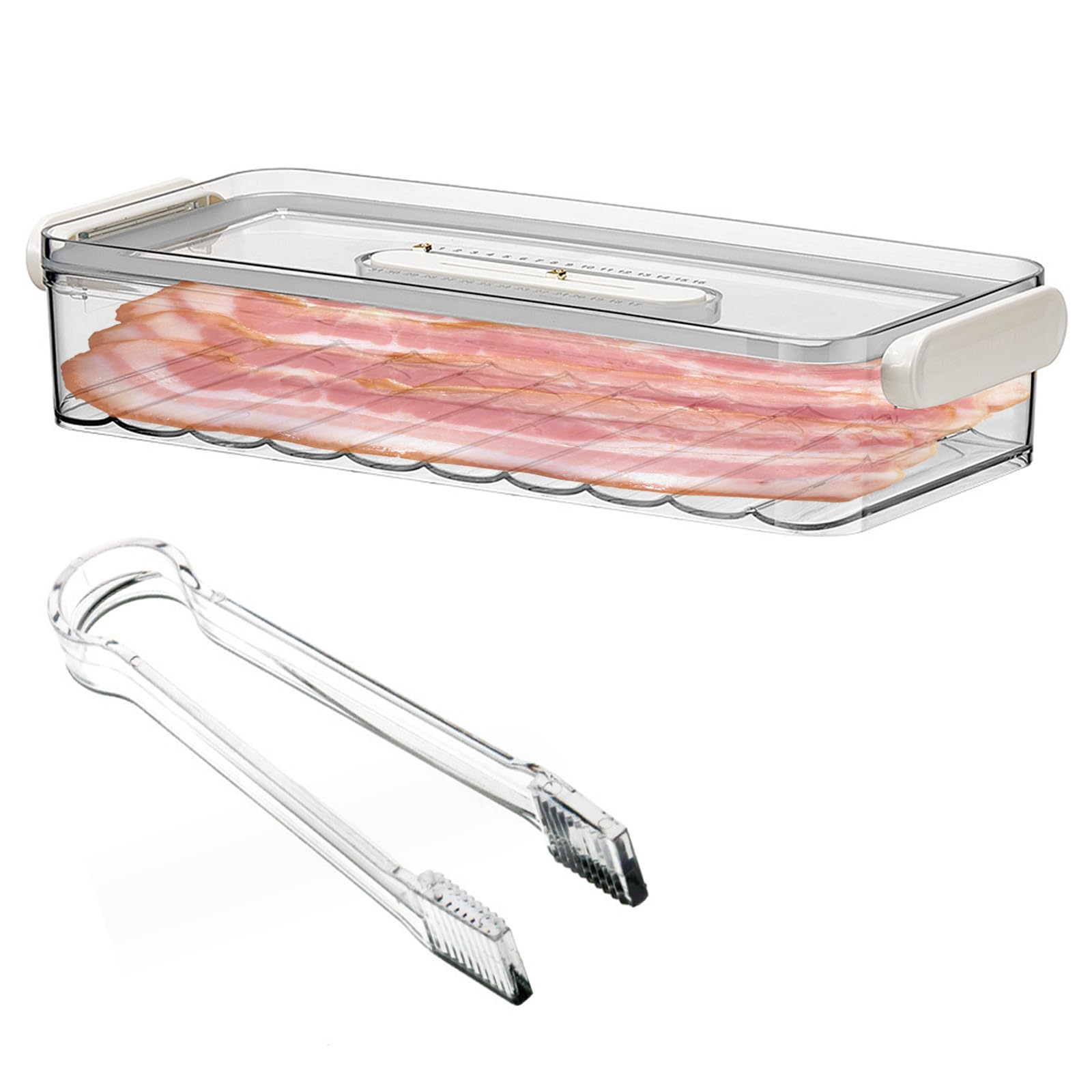 Bacon Storage Box For Fridge With Time Record, Bacon Keeper Thick Plastic Bacon Box For Fridge, Bacon Storage Container With Lids Bacon Saver Box, Cold Meat Containers For Fridge (01)