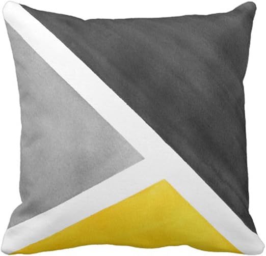 Amazon Com Emvency Throw Pillow Cover Black Geometric Yellow Gray