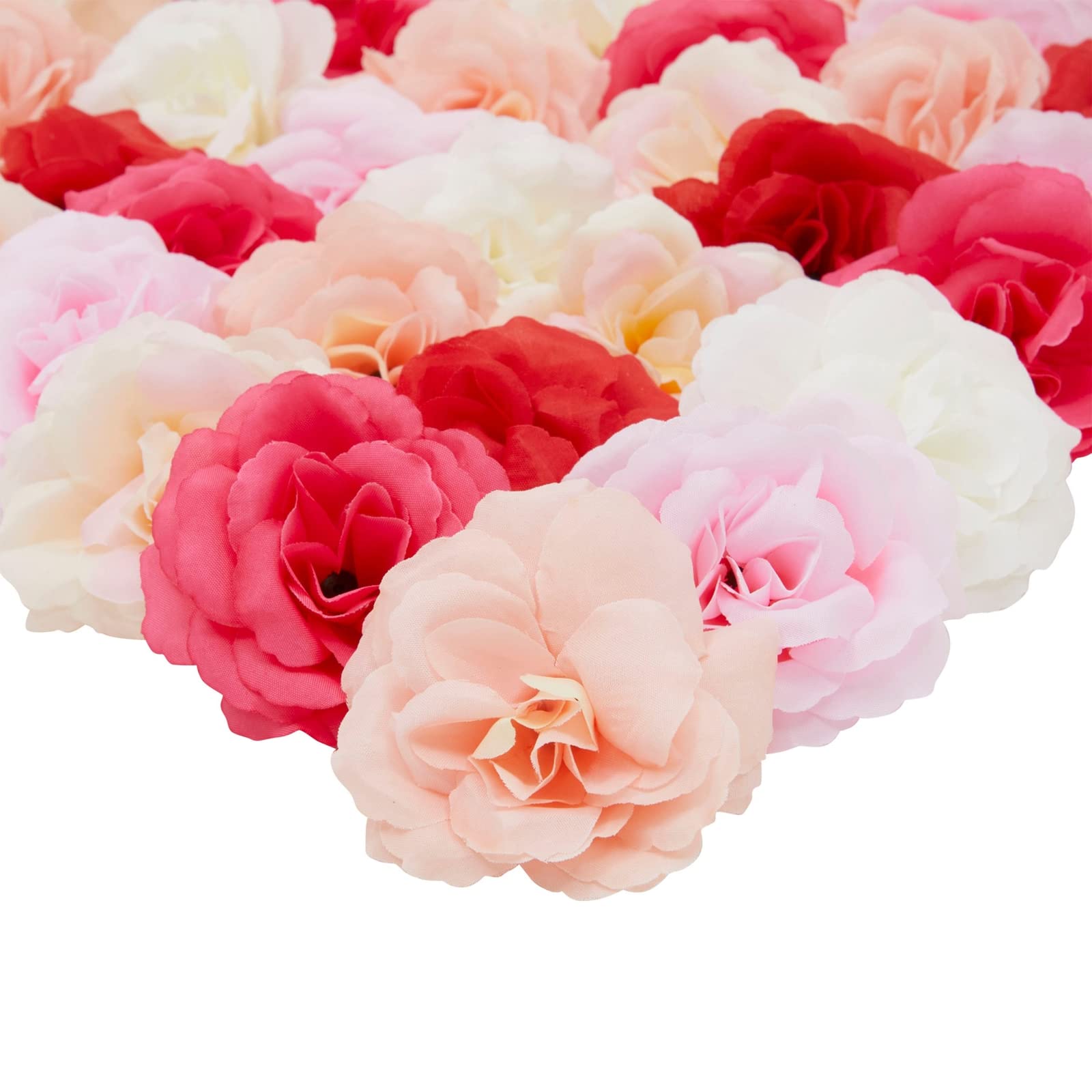 Juvale 60 Pack Silk Artificial Flower Heads for Bridal Shower Decorations, Fake Carnations for Wedding, Arts and Crafts (7 cm, 6 Colours)
