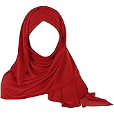 Women One Piece Muslim Hijab Lace Applique Head Wrap Scarf Shawl with Rhinestones