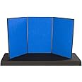 Tri Fold 3-Panel Display Board, 72 x 36, with Blue Hook & Loop-Receptive Fabric and Write-on Whiteboard