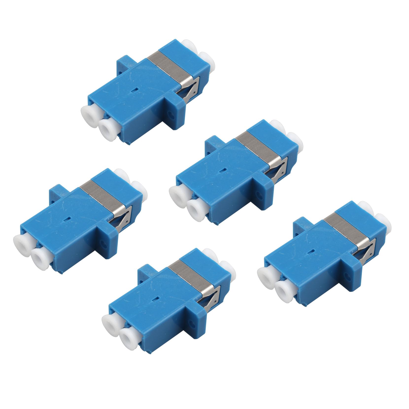 Jopto 5pcs LC to LC UPC Fiber Optic Coupler Singlemode/Multimode Duplex Flange Type Fiber Optical Cable Adapter LC to LC Female to Female Connector with Mount Panel for Server Rack Patch Panel
