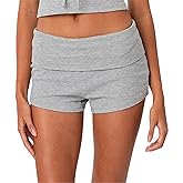 Women Low Waist Lounge Shorts Fold Over Skinny Pajamas Shorts Summer Casual Pj Bottom Sleep Shorts