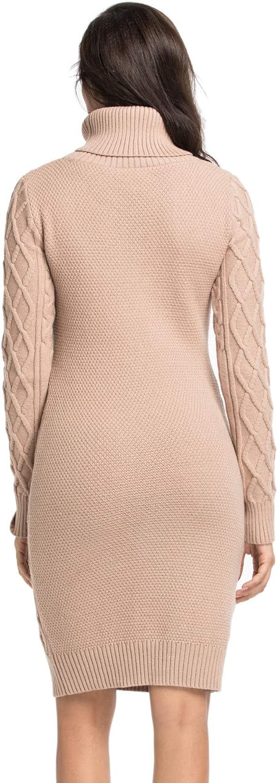 Margrine Womens Turtleneck Long Sleeve Knit Stretchable Elasticity Slim Sweater Mini Dress