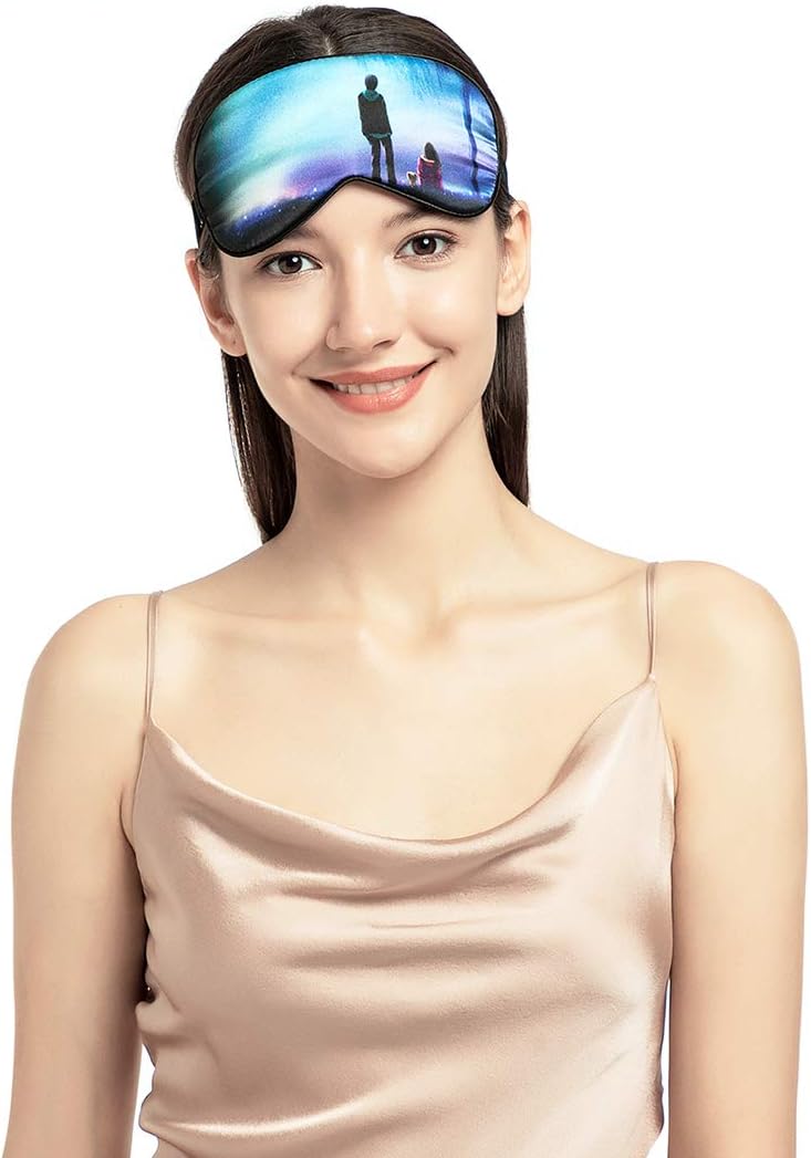 NMM Global 100% Mulberry Silk Sleep Mask Blackout, Cute Natural Sleeping Mask with Adjustable Elastic Strap, Satin Eye Cover for Men Women Adults (Star): Health & Personal Care