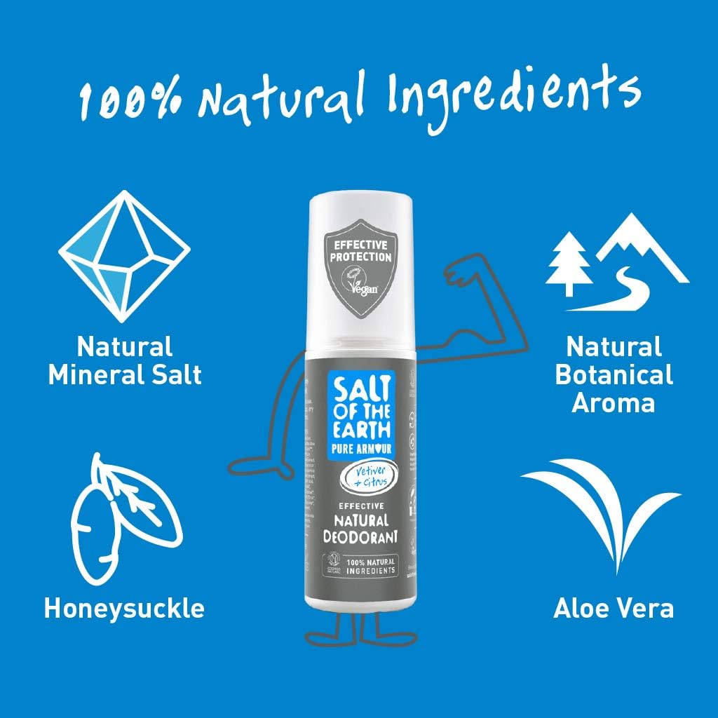 Salt of the Earth, Refillable Natural Deodorant Spray, 100% Natural Origin Ingredients, Vegan, Long Lasting Protection - Image 3
