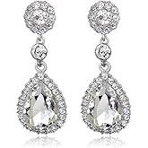 JWICOS Vintage Red Crystal Teardrop Dangle Earrings for Brides Wedding Bridal Earrings for Prom, Pageant, Party