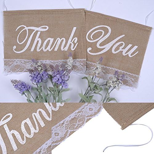 LADEY Thank You Pull Flag DIY Environmental Linen Burlap Banner Gender Reveal Party Baby Shower Decorations