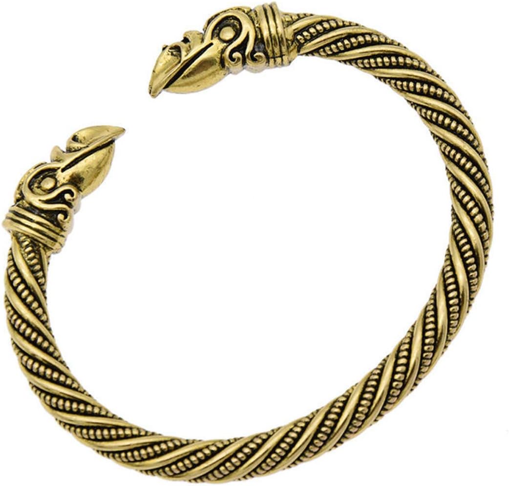 Weryffe Crow Shape Viking Bracelet Cuff Bangle Viking Bracelet Men Jewelry Vintage Teen Crow Bracelets Viking Bangles For Women (Golden)