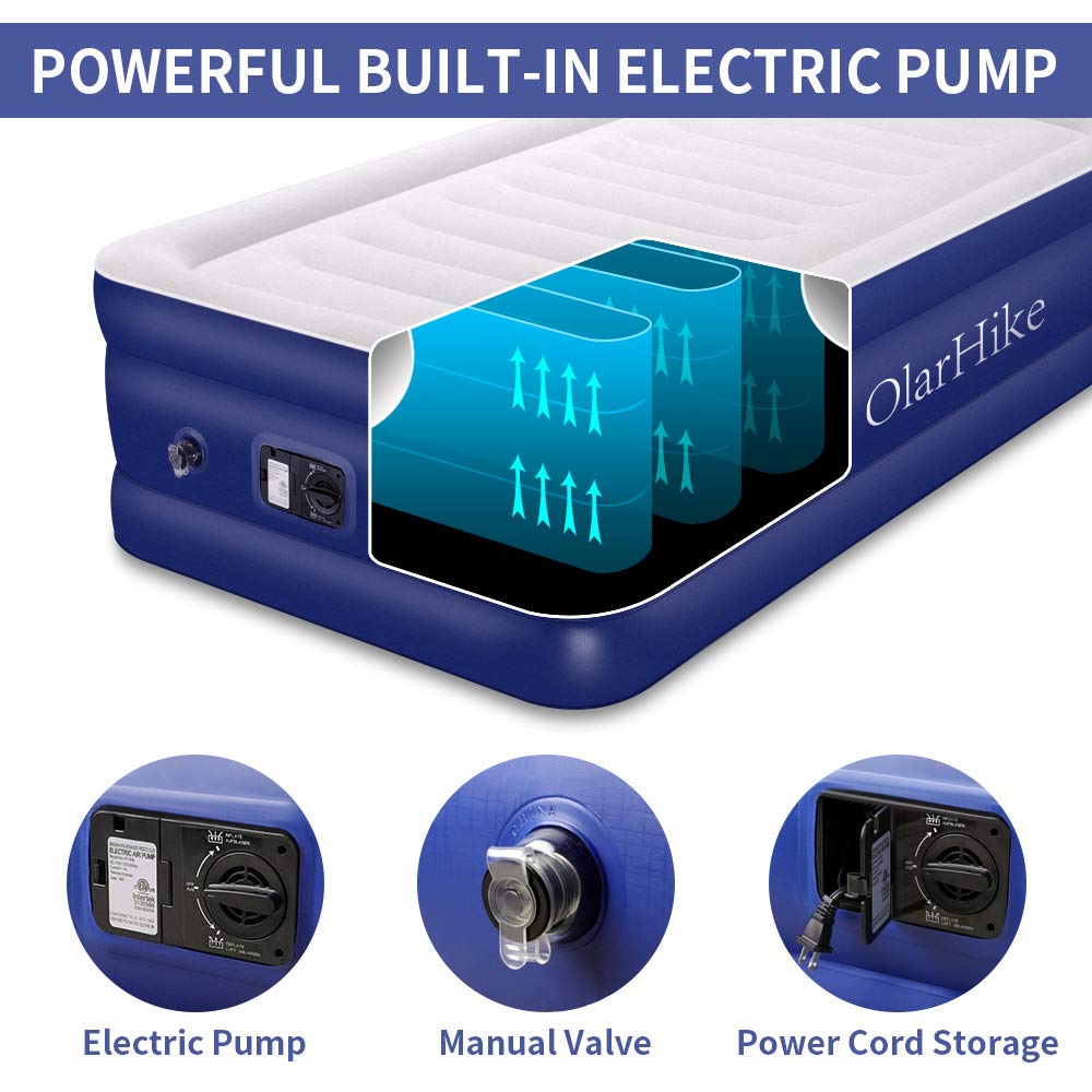 OlarHike Twin Air Mattress with Builtin Pump, Elevated Double High