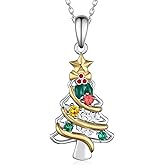 CVRAVO Christmas Necklace 925 Sterling Silver Christmas Tree Necklace for Women Christmas Jewelry Gifts for Holiday