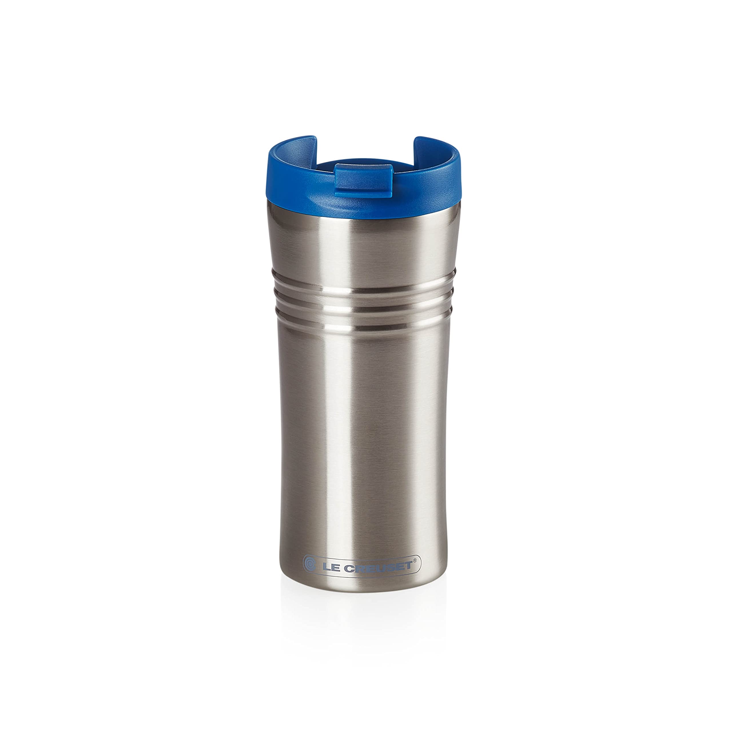 Le Creuset Travel Mug, Stainless Steel, Vacuum Sealed, 8.5 cm, 18 cm Tall, 0.35 L, Marseille Blue, 1 Count (Pack of 1)