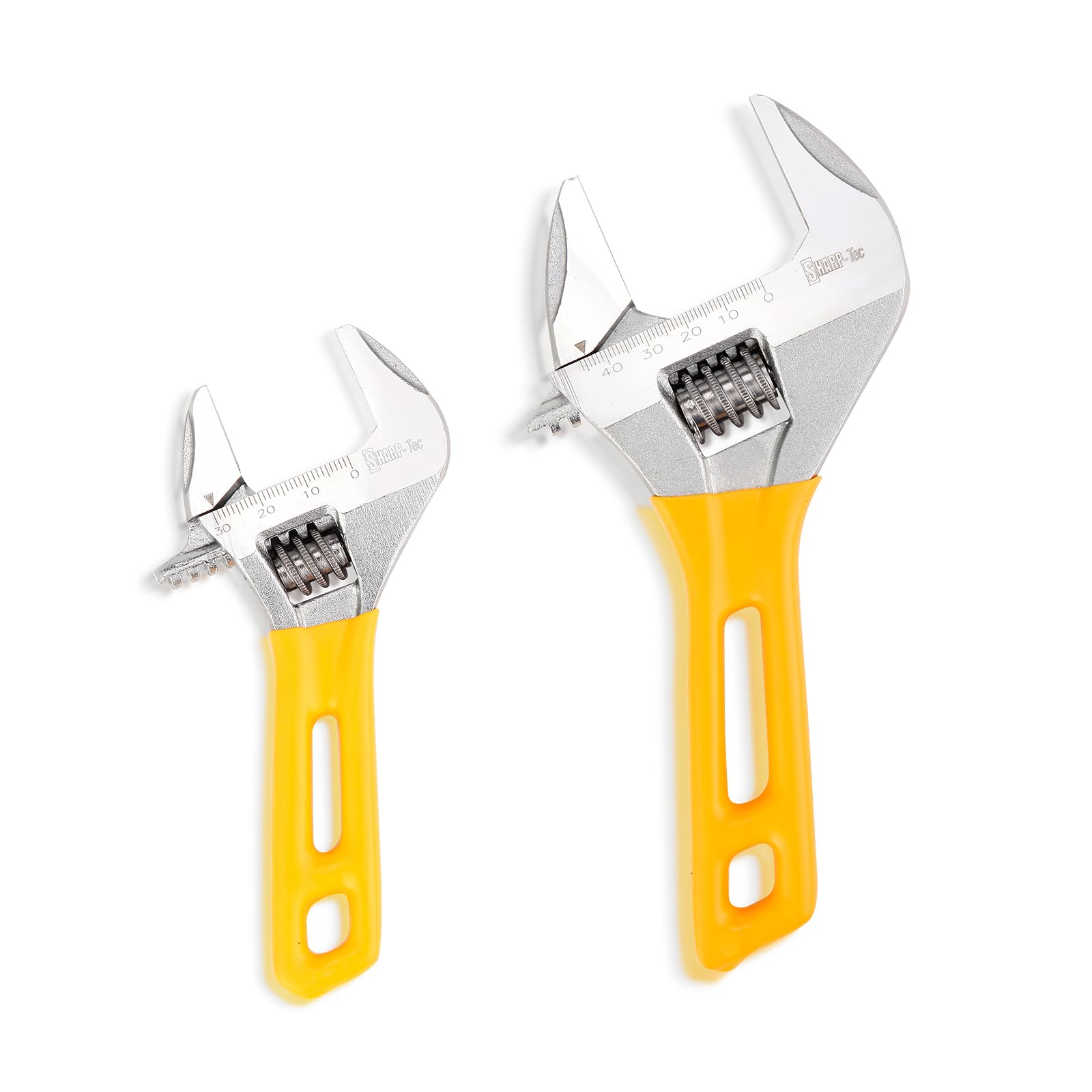 Sharp-tec Thin Adjustable Spanner Set 5-inch and 8-inch, Wide Jaw Adjustable Spanner for Basin Waste Under Sink, Stubby Slim Plumbers Wrench, Plumbing Hand Tool Set