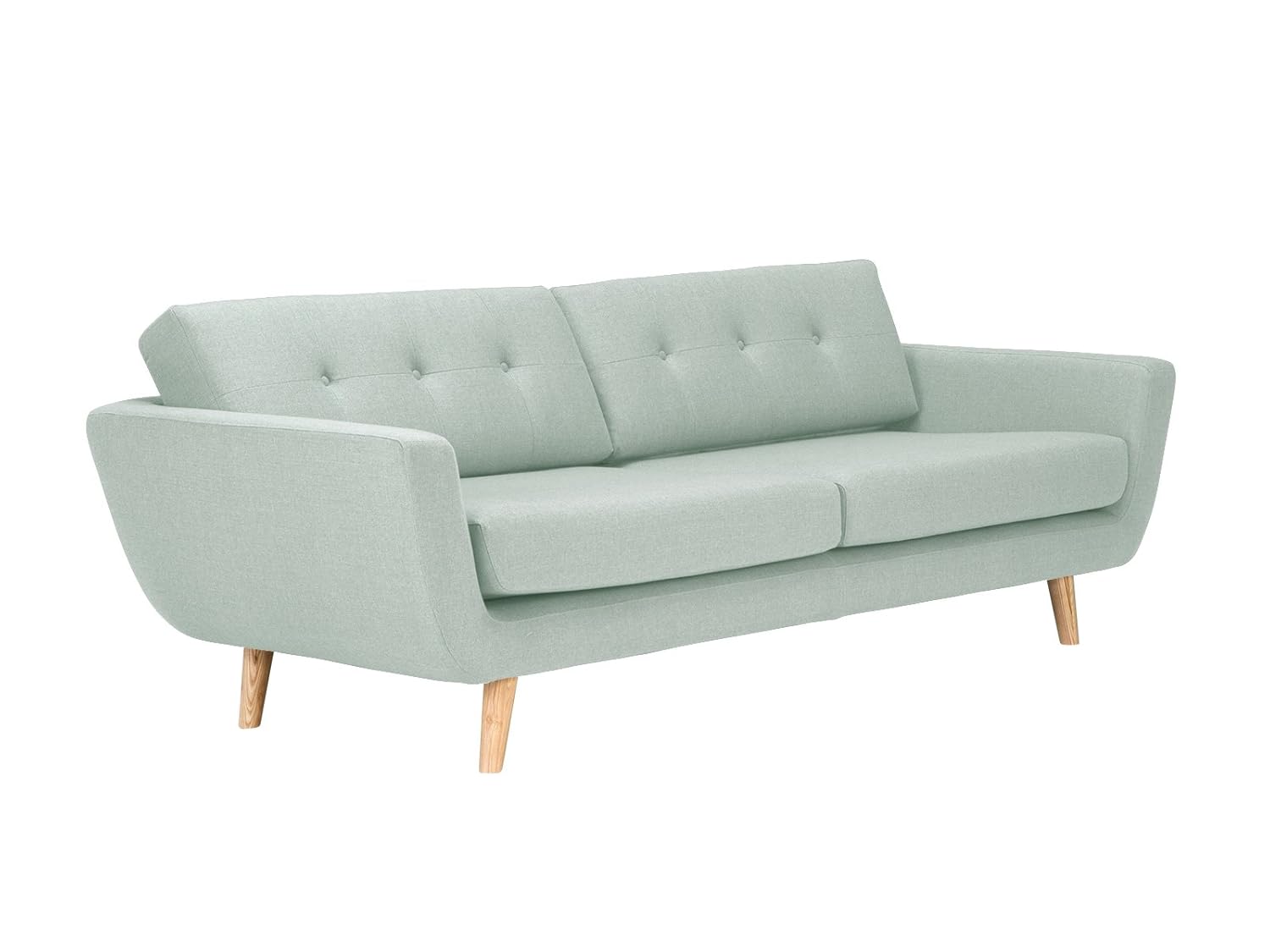 massivum 3-Sitzer Retro-Sofa Kingsley 216x78x96 cm Bezug Stoff mint