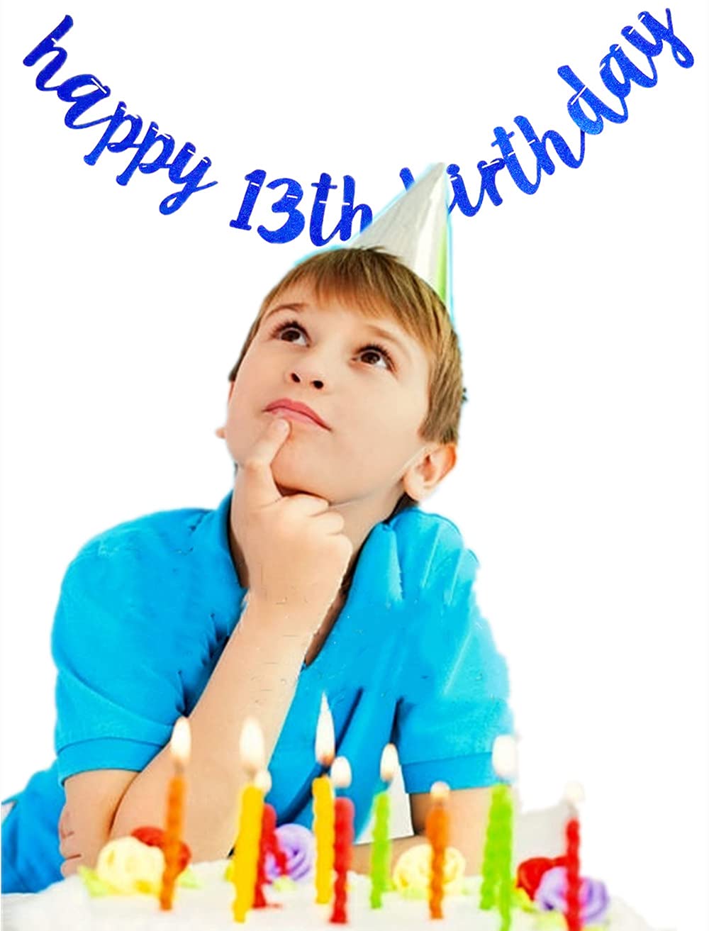 bng-bng 13TH Birthday Banner Boys Blue Official Teeanger Birthday Party Decoration Glittery Happy 13th Birthday Bunting 13 Banner for 13 Years Old Teenager Birthday Party Decorations Photo Backdrop - Image 4