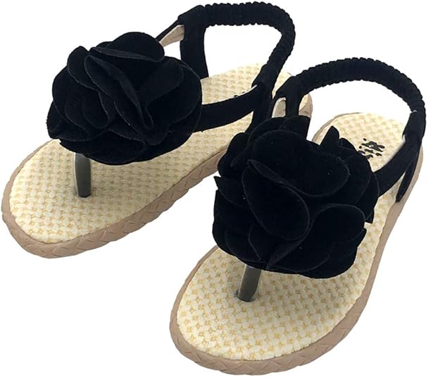 Amazon.com | lakiolins Girls Bohemian Thong Sandals Clip Toe Flat Shoes Elastic Back Beach Flip 