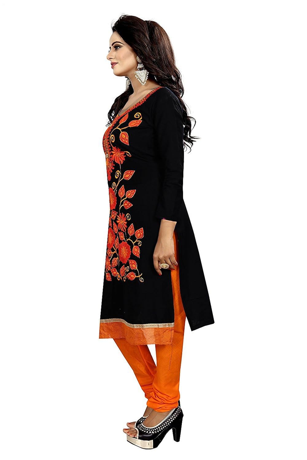 alazra creation women's unstitched salwar suit dress materials (whale-black)