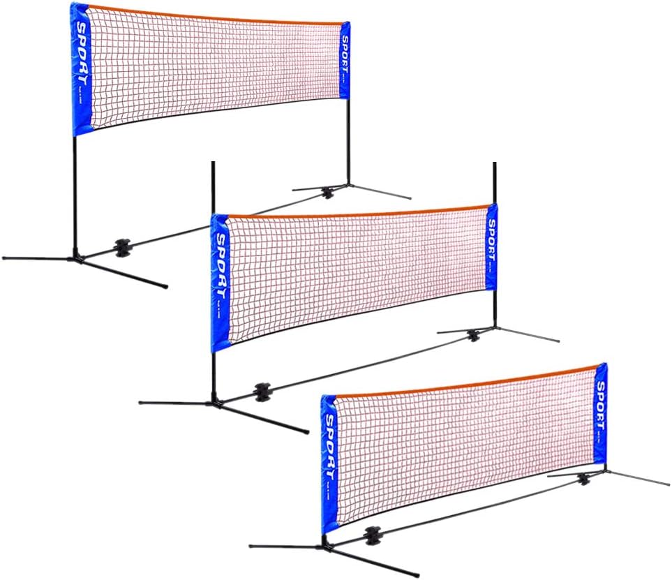 AKOZLIN Portable Adjust Height 2.8-5ft Tennis Badminton Volleyball Net Set - Net for Tennis, Soccer Tennis, Pickleball, Kids Volleyball for Indoor or Outdoor Court, Beach, Driveway : Sports & Outdoors
