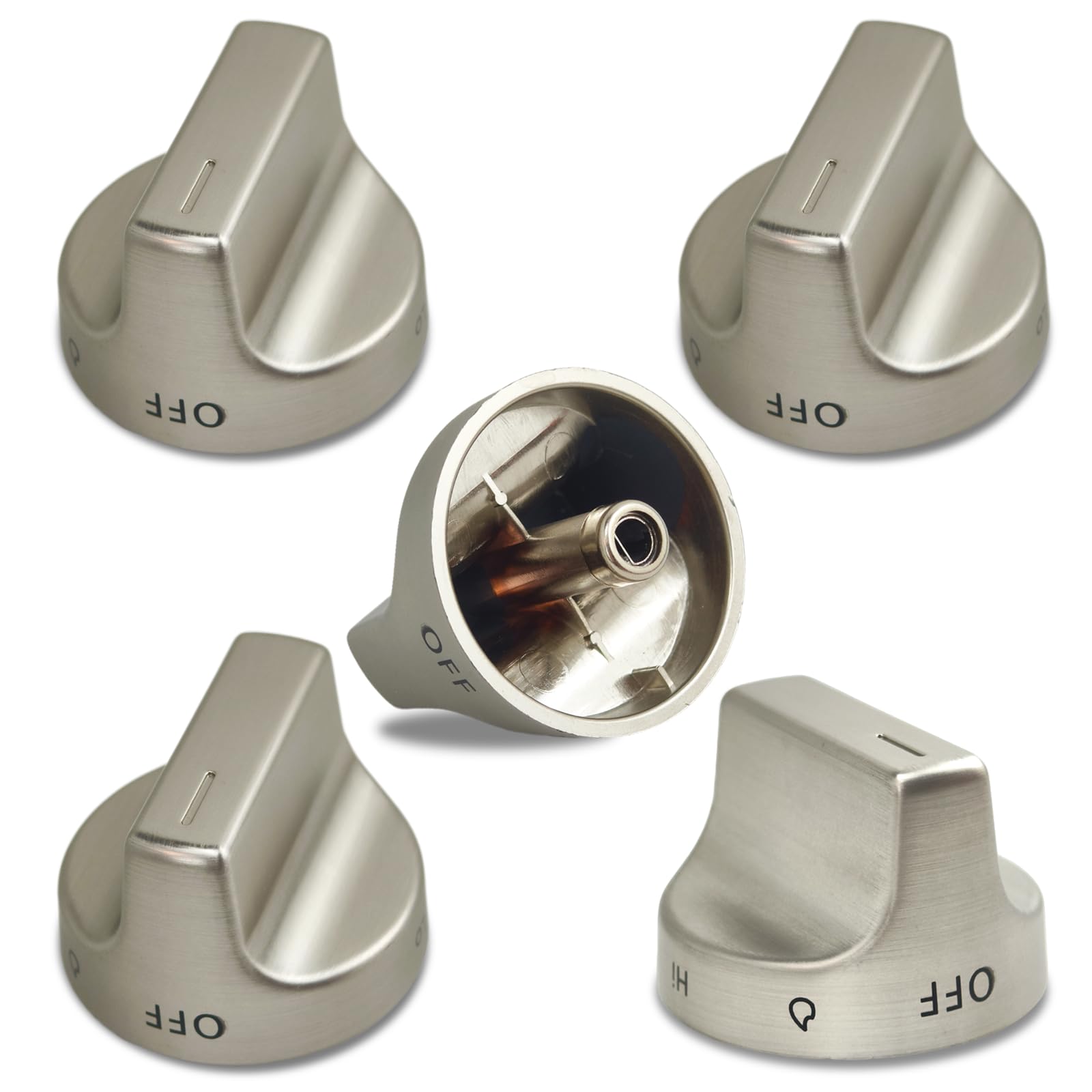 Photo 1 of HLZDS W11159630 Gas Stove Knobs, 5 Pack Silver Oven Knobs, Compatible with Whirlpool WFG525S0HS1 WFG525S0HV1 WFG525S0JS1 WFG525S0JS2 WFG550S0HZ0 WFG550S0HZ1 WFG550S0HZ2 Gas Range Knobs etc