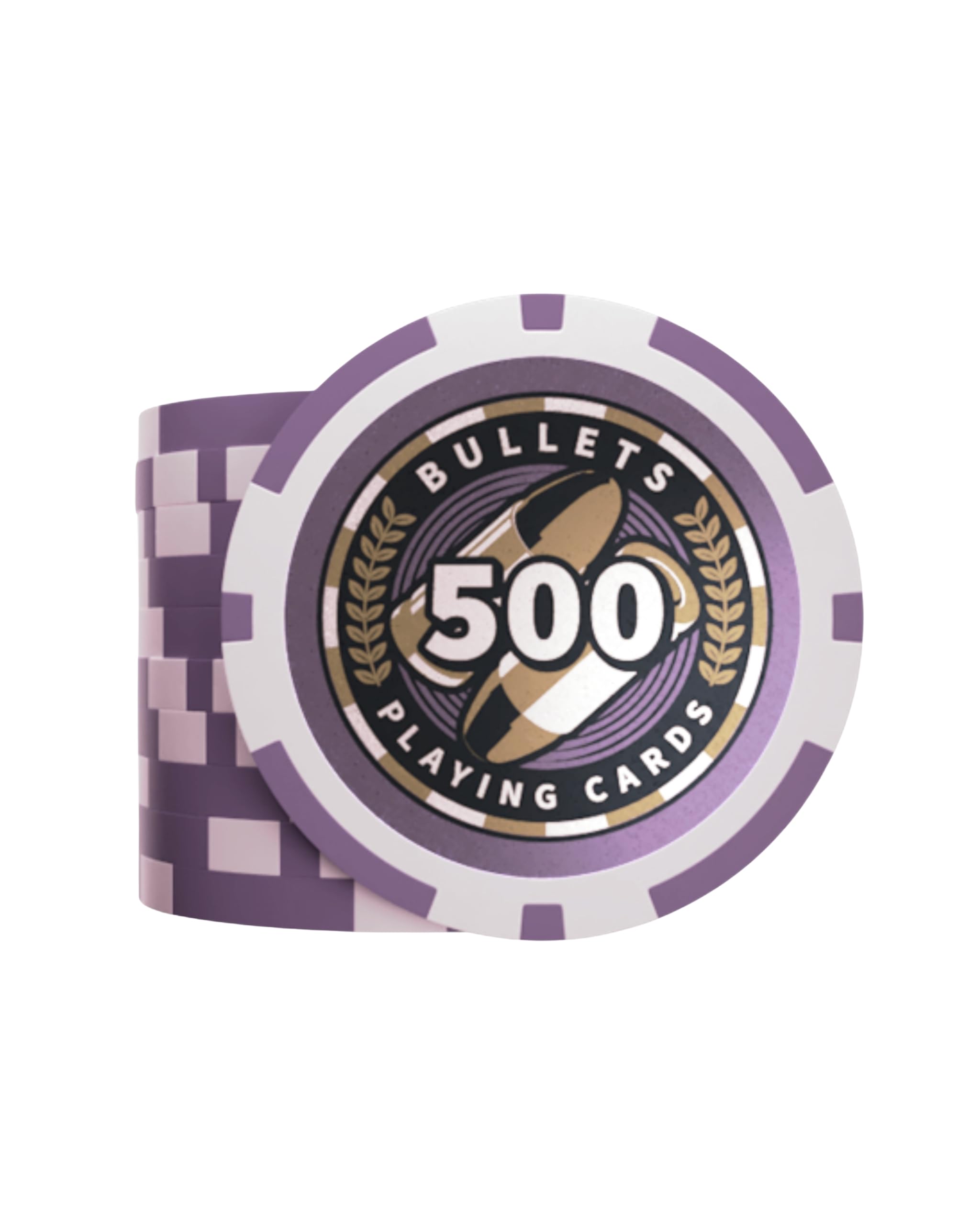 Bullets Playing Cards, Plastic Poker Chips, Christopher with Values, Pack of 25, Purple, Value 500