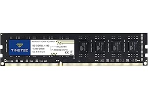 Timetec 8GB DDR3 / DDR3L 1333MHz PC3-10600 Non-ECC Unbuffered 1.5V / 1.35V CL9 2Rx8 Dual Rank 240 Pin UDIMM Desktop Memory RA