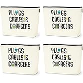 4 PCS Funny Cable Makeup Bag Charger Plugs Cosmetic Travel Storage Bag for Charging Cord Electronics Accessories Storage Gifts for Women Christmas birthday Gifts for Daughter from Mom Cosmetic Bags