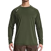 LOOGU Men's UPF 50+ UV Sun Protection SPF Rash Guard Lightweight Long Sleeve Shirts Outdoor for Fishing Hiking Swimming Running Olive-Green