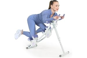 GYMAX Ab Machine, Adjustable Ab Workout Equipment with Independent Slider, LCD Monitor & Foam Cushion, Folding Abdominal Trai