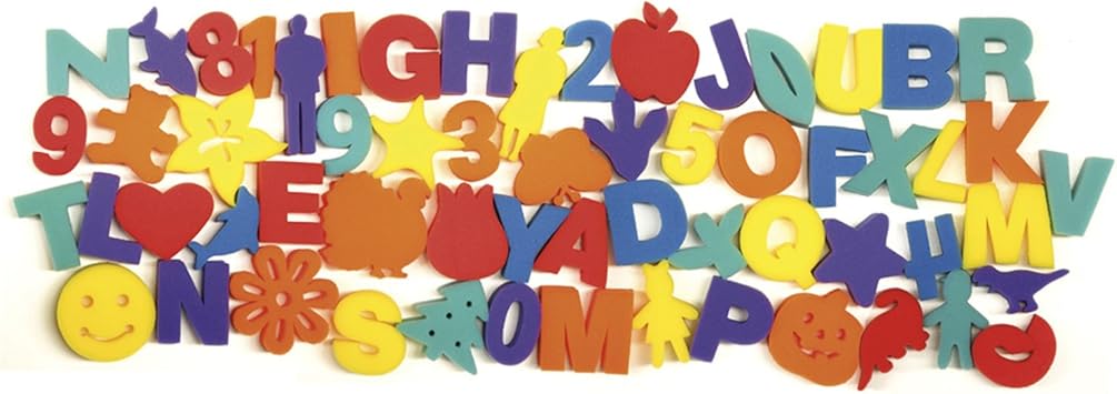 Amazon Com 60 Piece Paint Sponge Set Letters Numbers And Shapes Toys Games