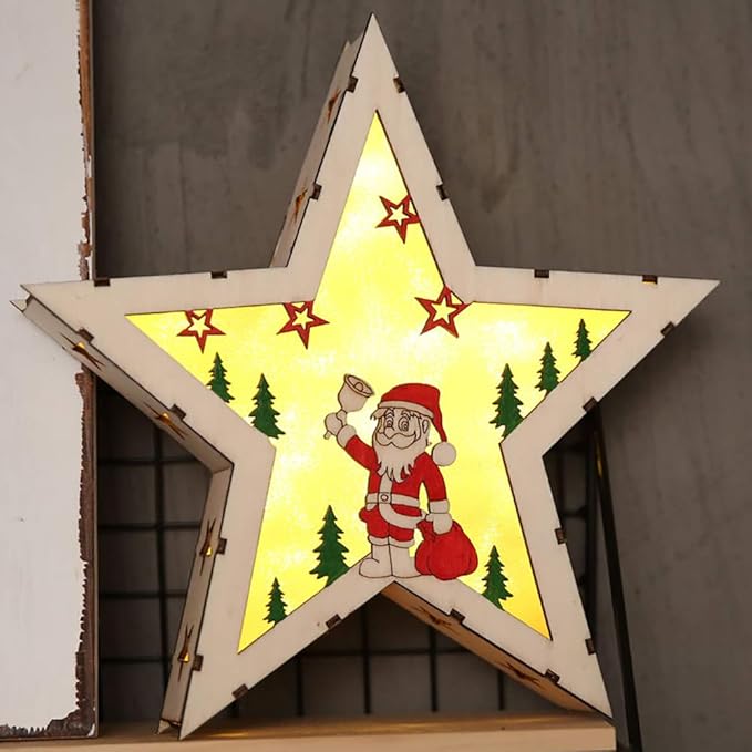 Aragallant LED Weihnachtsbeleuchtung Holz - Weihnachtsstern & Elch Deko Für Fenster