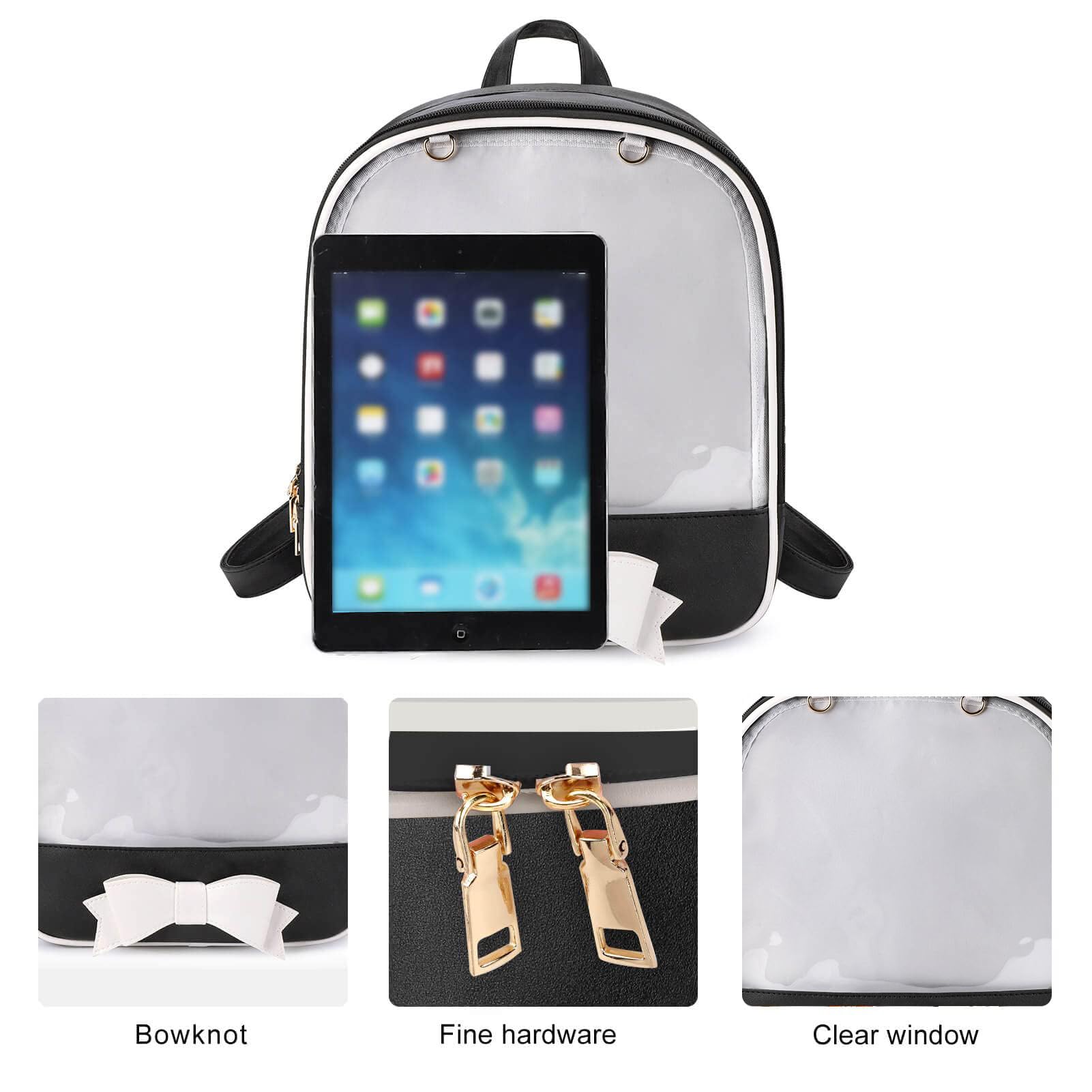 STEAMEDBUN Ita Bag Backpack Bowknot Kawaii Pin Display Backpack Bag with Insert