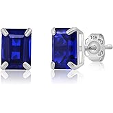 14k Gold Solitaire Gemstone Stud Earrings for Women | 7x5mm Birthstone Earrings by MAX + STONE