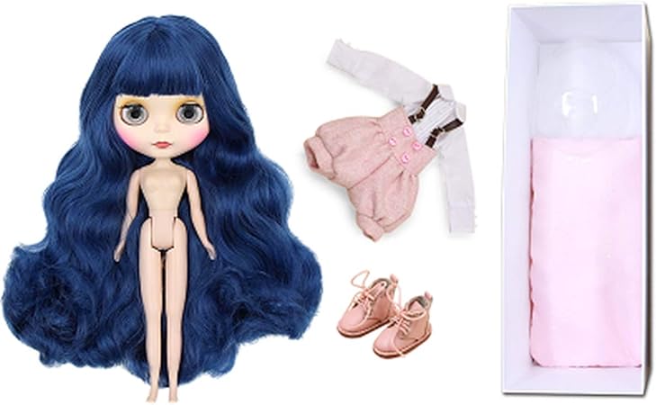 Aegilmc - Muñeca BJD, muñeca pequeña de Blythe Naked, 1/6 muñecas articuladas de Bola de 30 cm, Pelo Rizado Largo, Mini Chica, Azul, 4 Grandes Ojos de Cambio de Color: Amazon.es: Hogar
