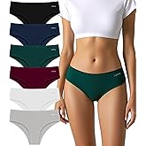 DHFBABY Womens Underwear Cotton Panties Soft Low Waist Hispter Breathable Stretch Ladies Bikini Underwear 6 Pack
