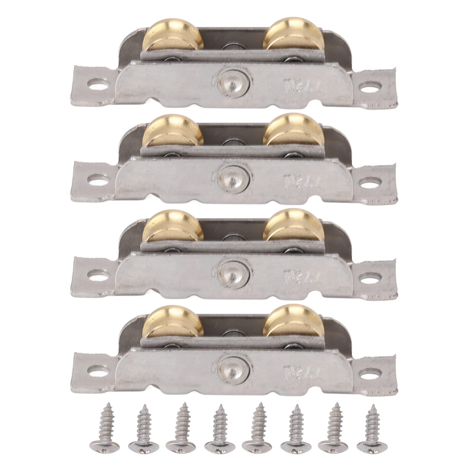 AUNMAS 4Pcs Sliding Patio Door Roller Assembly, Ball Bearing Sliding Door Roller Stainless Steel Sliding Door Wheel with 8 Screws Screen Roller Replacements for Home Office (Concave Wheel)