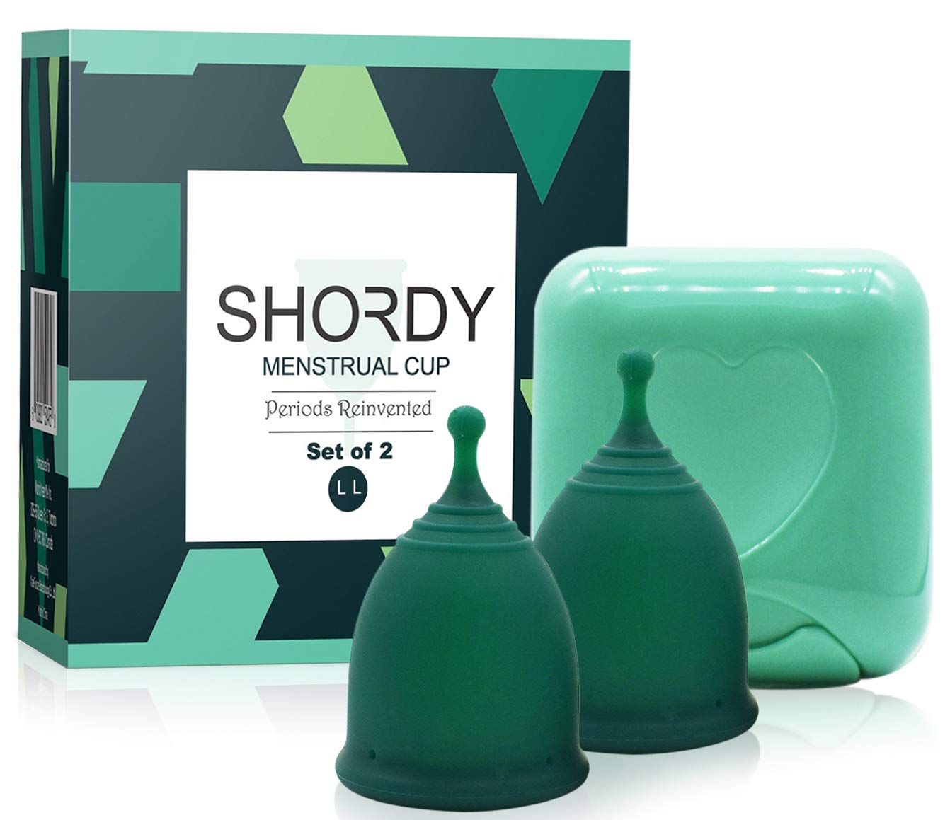 Shordy Reusable Menstrual Cups Set of 2 with Travel Box, Up to 12 Hours of Comfort-Fit Protection, Feminine Hygiene Protection, Odorless, Hygienic and Safe, Eco-Logical (Large (Pack of 2))
