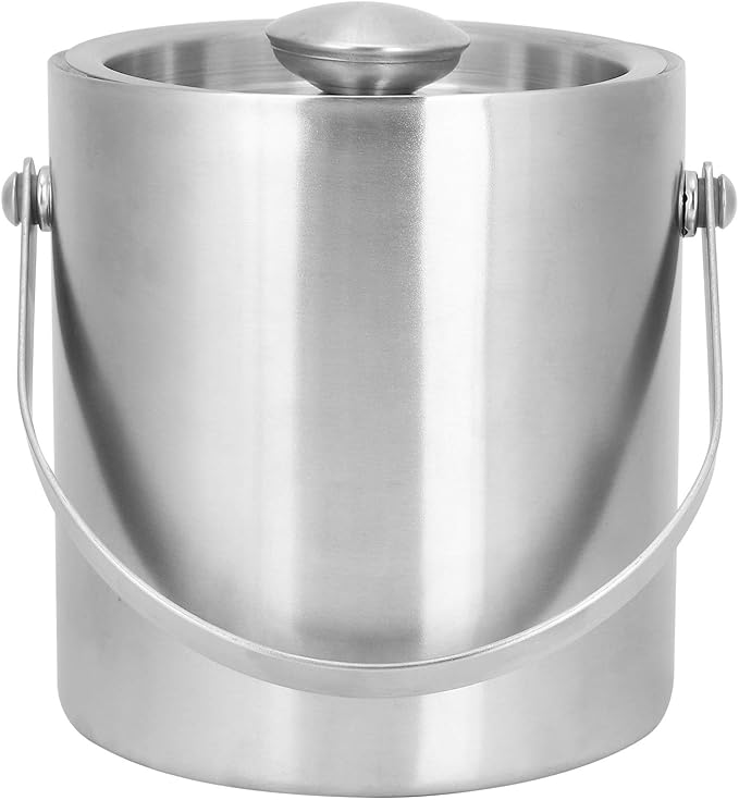 Ice Bucket With Lid, 2L Stainless Steel Insulated Double Walled Ice