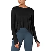 ODODOS Long Sleeve Tee for Women with Thumb Hole Athletic Gym Workout Crop Tops Yoga Shirts