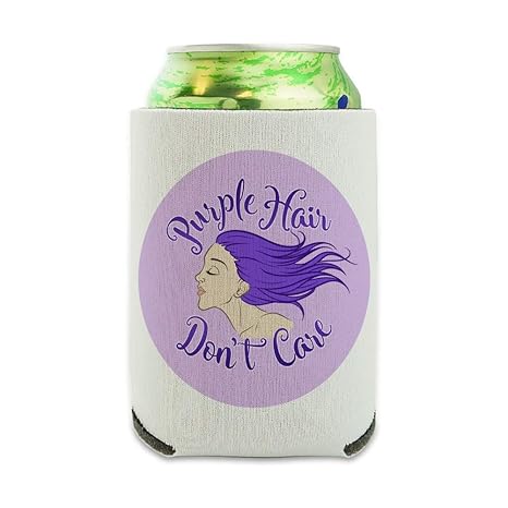 Amazon Com Purple Hair Don T Care Can Cooler Drink Sleeve