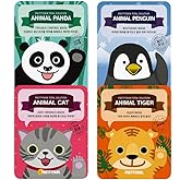 PRETTYSKIN Korean Sheet Mask Set (4-Pack) – Hydrating, Soothing, Elasticity Support & Skin Tone Care – Fun Animal Design Face Masks with Niacinamide, Tea Tree, Collagen – K-Beauty for All Skin Types