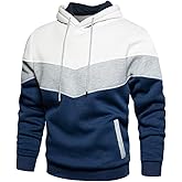 DUOFIER Men's Athletic Hoodies Color Block Hooded Fleece Sweatshirt