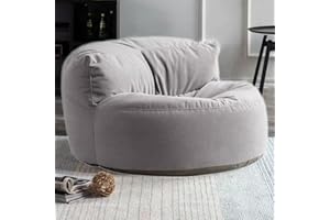SXBCYAN Bean Bag Chair Chenille Bean Bag Cover（No Filler） Washable Ultra Soft Pouf Ottoman Kids Adults Beanbag Chair Lazy Armchair Couch Floor Seating Living Room Furniture (Color : Light Gray, Size : 100cm