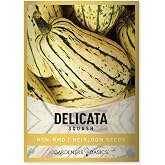 Gardeners Basics, Delicata Squash Seeds for Planting - Winter Squash Heirloom, Non-GMO Vegetable Squash Variety- 3 Grams Seeds Great for Summer Garden