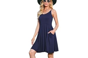 Jouica Women's Summer Off Shoulder Floral Print Dresses Swing T-Shirt Dress with Pockets,Navy Blue,Medium