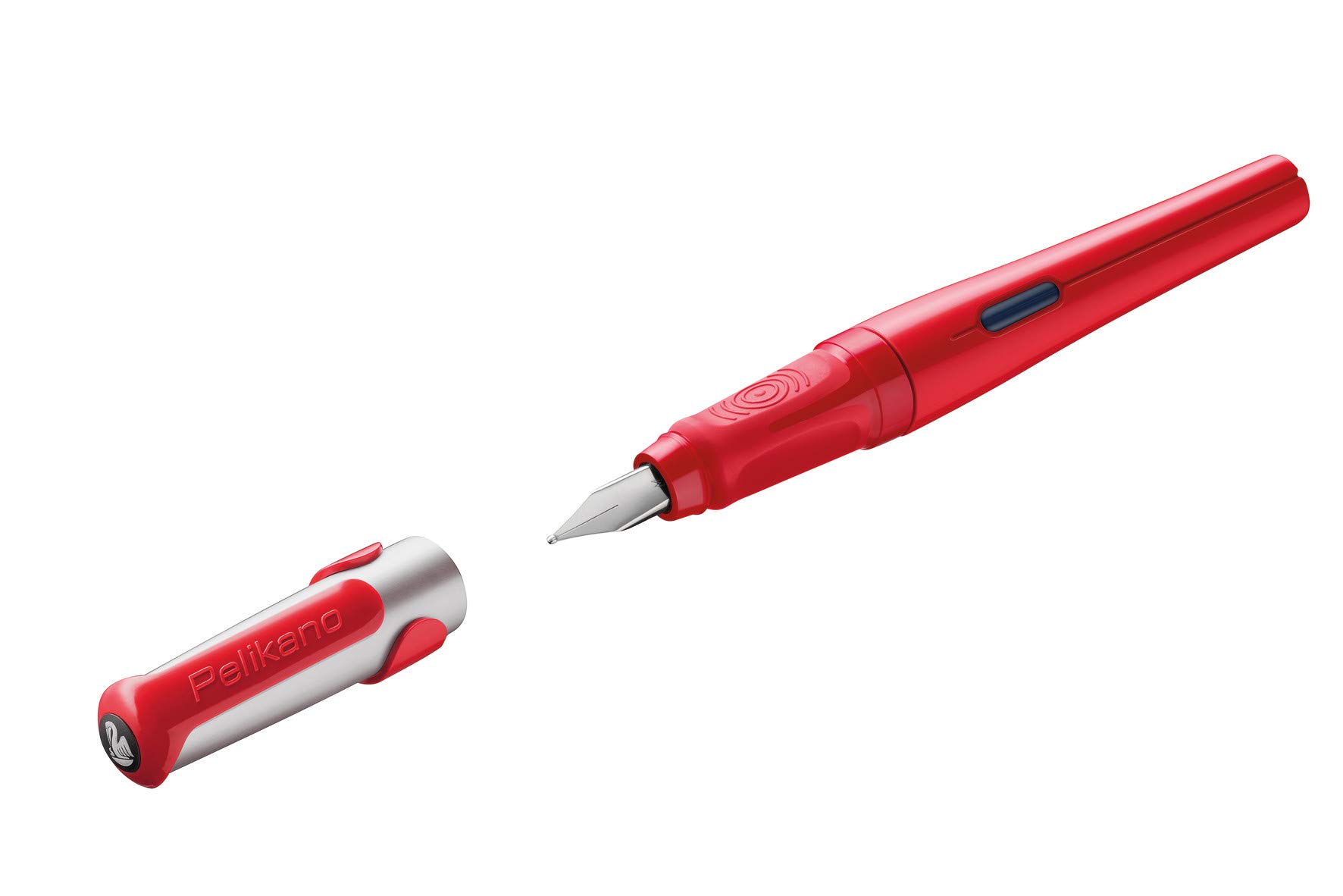 Pelikan Pelikano 803009 Fountain Pen for Right-Handed Users, F-Nib, Red, 1 Piece in Folding Box
